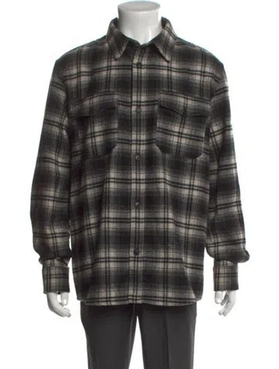 Pre-owned A.p.c. Wool Plaid Print Dress Shirt In Neutral