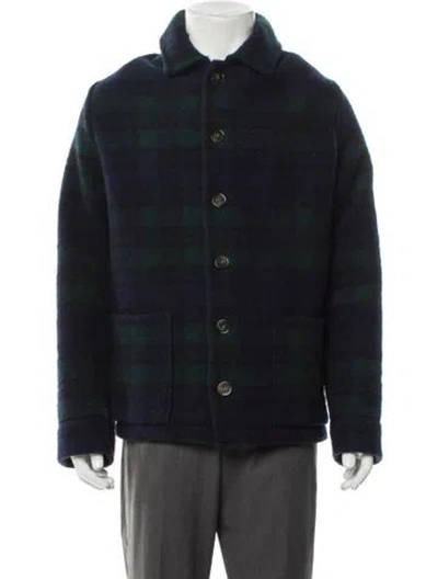 Pre-owned Apc Wool Plaid Print Jacket In Blue