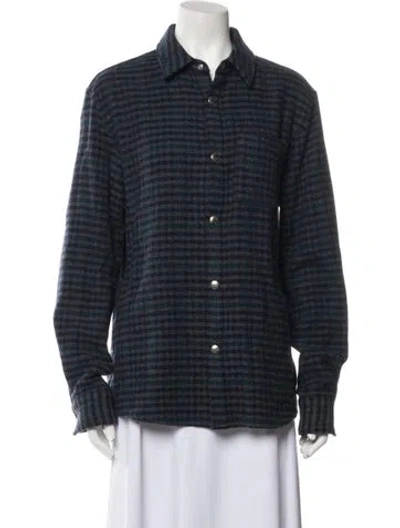 Pre-owned Apc Wool Plaid Print Jacket In Blue