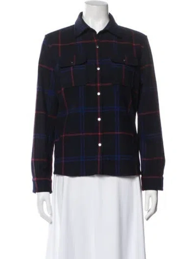 Pre-owned Apc Wool Plaid Print Jacket In Blue