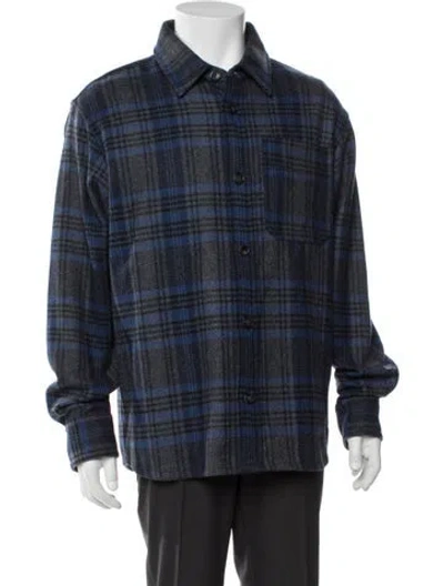 Pre-owned A.p.c. Wool Plaid Print Jacket In Blue
