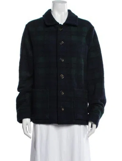 Pre-owned A.p.c. Wool Plaid Print Jacket In Blue