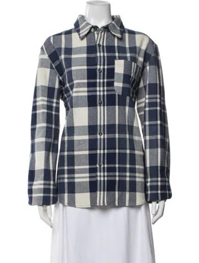 Pre-owned A.p.c. Wool Plaid Print Jacket In Blue/neutrals
