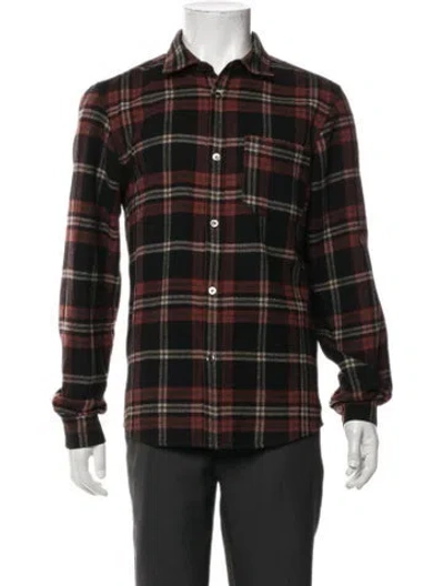 Pre-owned A.p.c. Wool Plaid Print Shirt In Black