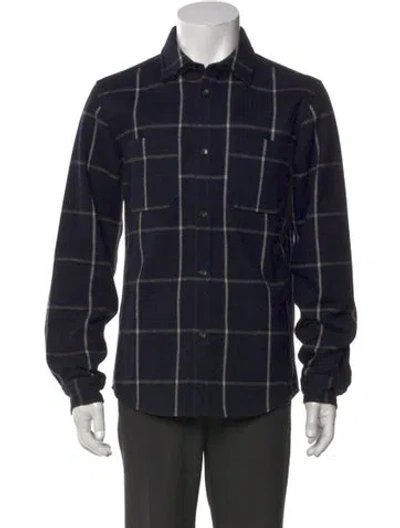 Pre-owned Apc Wool Plaid Print Shirt In Blue