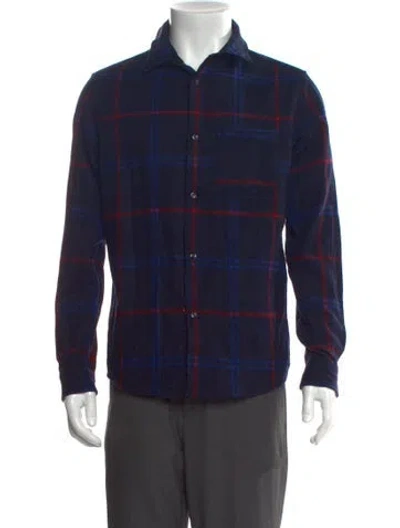 Pre-owned Apc Wool Plaid Print Shirt In Blue