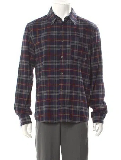 Pre-owned Apc Wool Plaid Print Shirt In Blue