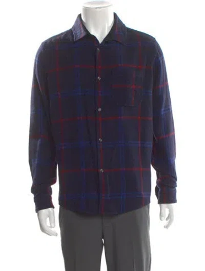 Pre-owned A.p.c. Wool Plaid Print Shirt In Blue