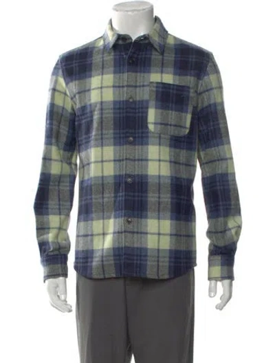 Pre-owned A.p.c. Wool Plaid Print Shirt In Blue