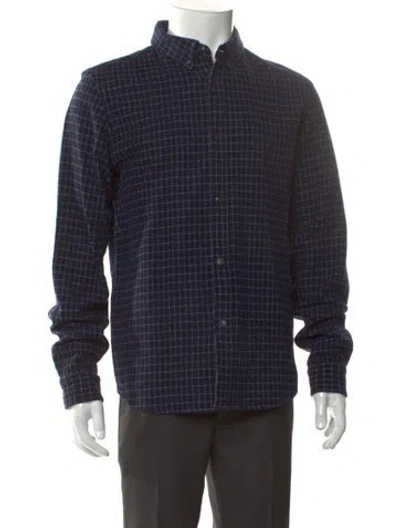 Pre-owned A.p.c. Wool Plaid Print Shirt In Blue