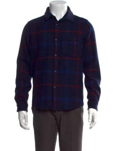 Pre-owned A.p.c. Wool Plaid Print Shirt In Blue