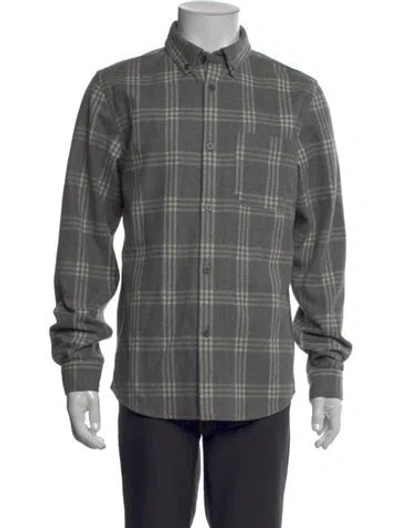 Pre-owned A.p.c. Wool Plaid Print Shirt In Gray