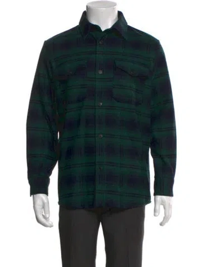 Pre-owned A.p.c. Wool Plaid Print Shirt In Green