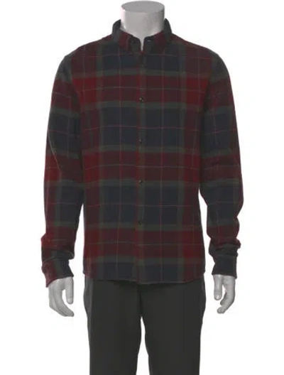 Pre-owned Apc Wool Plaid Print Shirt In Red