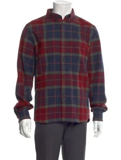 Pre-owned A.p.c. Wool Plaid Print Shirt In Red