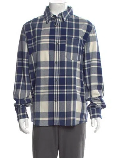 Pre-owned A.p.c. Wool Plaid Print Shirt W/ Tags In Blue
