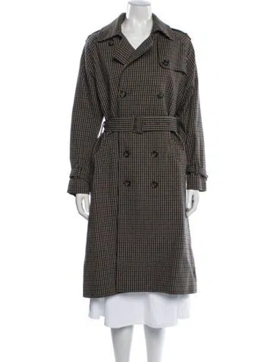 Pre-owned A.p.c. Wool Plaid Print Trench Coat In Neutrals