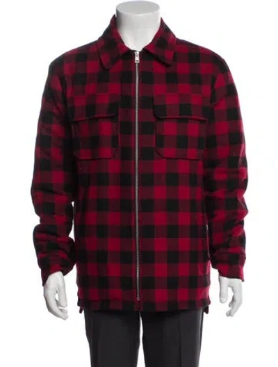 Pre-owned Apc Wool Plaid Print Trucker Jacket In Red