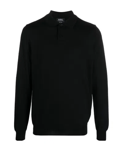 Apc Wool Polo-collar Jumper In Black