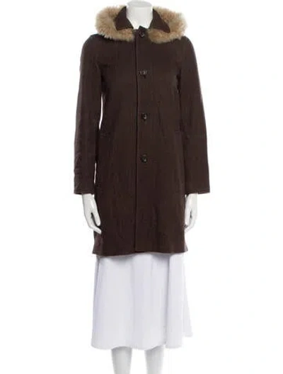 Pre-owned A.p.c. Wool Striped Coat In Brown