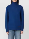 Apc Wool Turtleneck Sweater With Ribbed Cuffs And Hem In Blue
