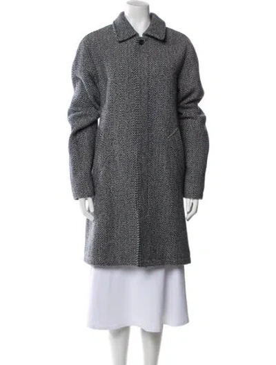 Pre-owned Apc Wool Tweed Pattern Coat In Blue