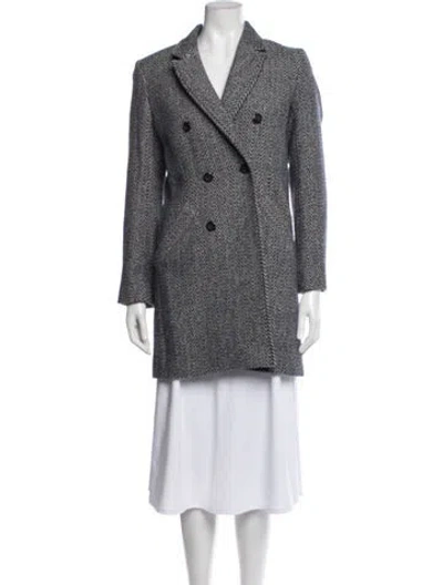 Pre-owned A.p.c. Wool Tweed Pattern Coat In Blue