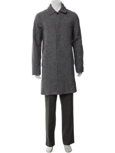 Pre-owned A.p.c. Wool Tweed Pattern Coat In Blue