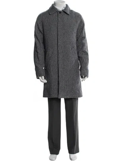 Pre-owned A.p.c. Wool Tweed Pattern Coat In Blue