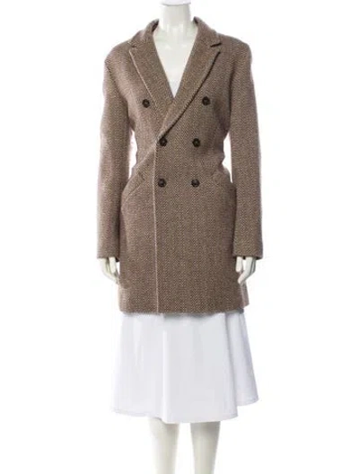 Pre-owned Apc Wool Tweed Pattern Coat In Brown