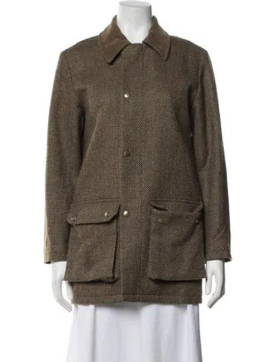 Pre-owned A.p.c. Wool Tweed Pattern Coat In Brown