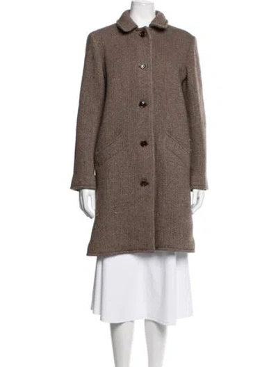 Pre-owned A.p.c. Wool Tweed Pattern Coat In Brown