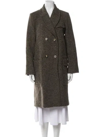 Pre-owned Apc Wool Tweed Pattern Coat In Green