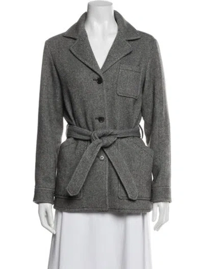 Pre-owned A.p.c. Wool Tweed Pattern Coat In Grey