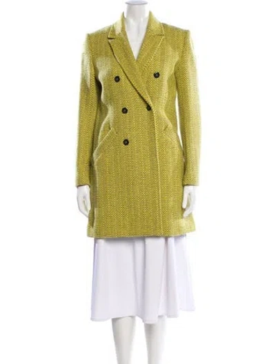 Pre-owned Apc Wool Tweed Pattern Coat In Yellow