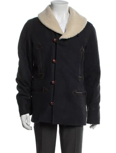 Pre-owned A.p.c. Wool Tweed Pattern Jacket In Blue