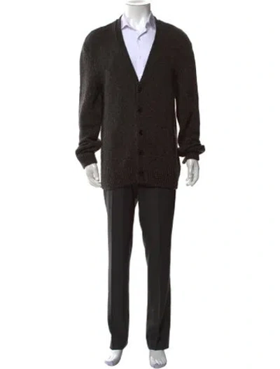 Pre-owned A.p.c. Wool V-neck Cardigan In Black