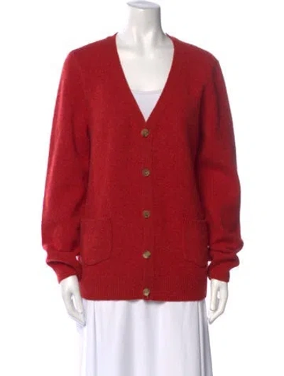 Pre-owned Apc Wool V-neck Sweater In Red