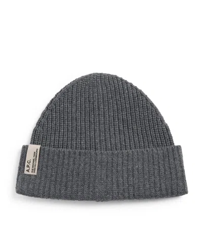 A.p.c. Wool-cashmere Noa Beanie In Grey