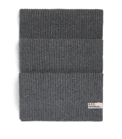 A.p.c. Wool-cashmere Sasha Scarf In Grey