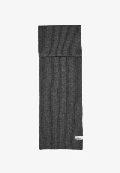 A.p.c. Wool-cashmere Scarf One Size Charcoal Grey