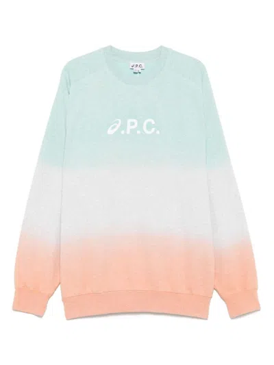 A.p.c. X Asics Dip Dye Crew Neck Sweatshirt With Bold Logo In Multi