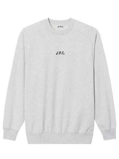 A.p.c. X Asics Grey Cotton Crewneck Sweatshirt With Logo Print