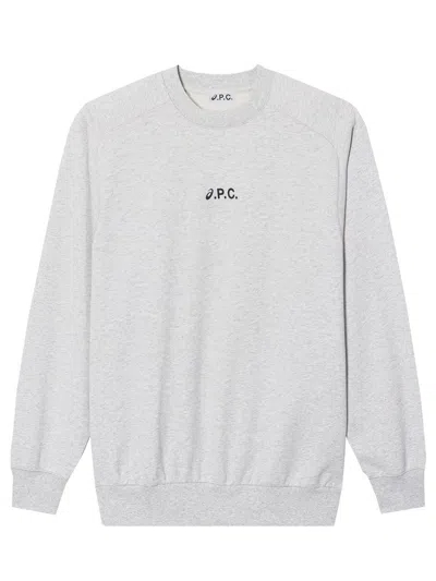 A.p.c. X Asics Grey Cotton Crewneck Sweatshirt With Logo Print In Gray