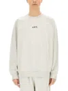 A.p.c. X Asics Grey Cotton Crewneck Sweatshirt With Logo Print In Grey
