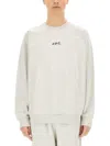 A.p.c. X Asics Grey Cotton Crewneck Sweatshirt With Logo Print In Grey