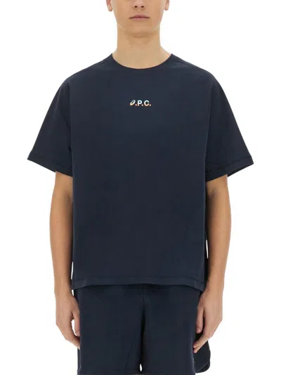 A.p.c. X Asics A. P.c. X Asics T-shirt "wind" In Blue