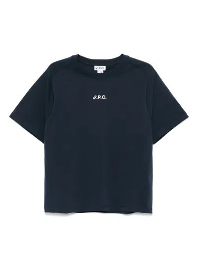 A.p.c. Navy Asics Edition Wind T-shirt In Iak Dark Navy