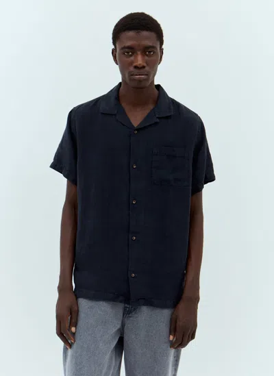 Apc X Jjjjound Linen Shirt In Iak - Dark Navy Blue
