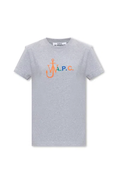 Apc X Jw Anderson Logo-print T-shirt In Gray